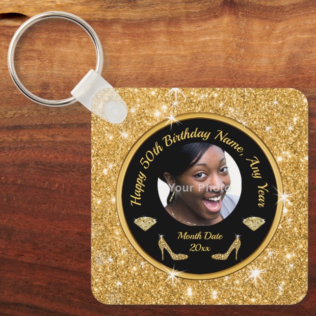 Llavero Elegante fiesta de cumpleaños número 50 por ella,  (Anverso)
