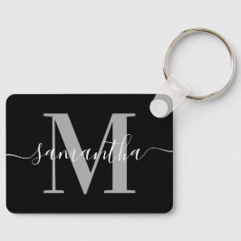 Llavero Elegante firma gris moderno Monograma negro foto