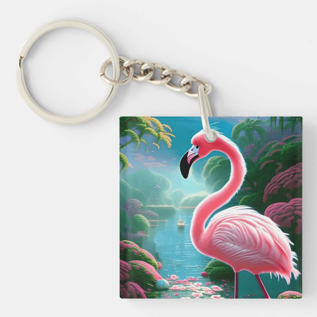 Llavero Elegante Flamingo Tropical-70852 (Frente)