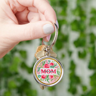 Llavero Elegante Floral de Acuarela "MAMÁ TE QUIERO" Madre