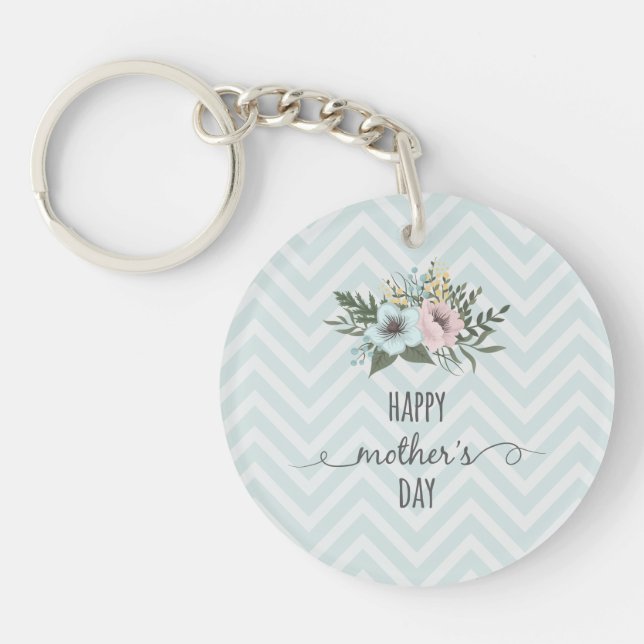 Llavero Elegante Floral feliz Día de la Madre | Keychain (Frente)