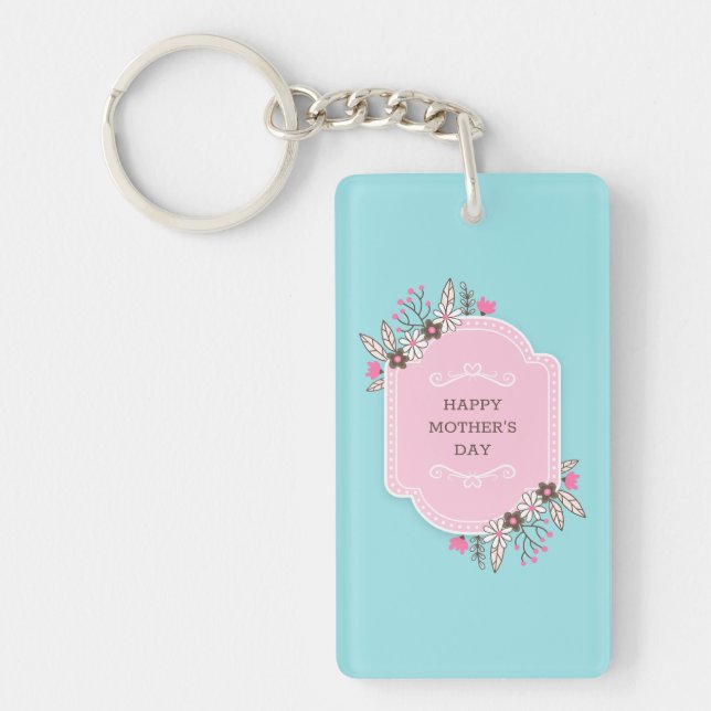 Llavero Elegante Floral feliz Día de la Madre | Keychain (Frente)
