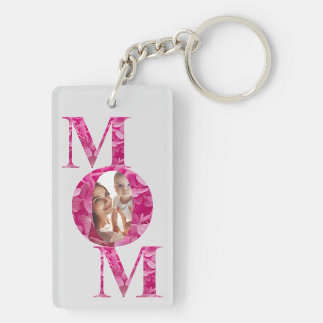 Llavero Elegante foto Personalizado de floración rosada de (Atrás)