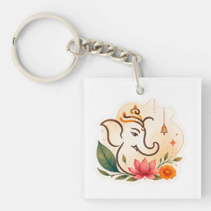 Llavero Elegante Ganesha Loto Diwali