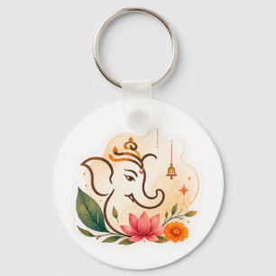 Llavero Elegante Ganesha Loto Diwali