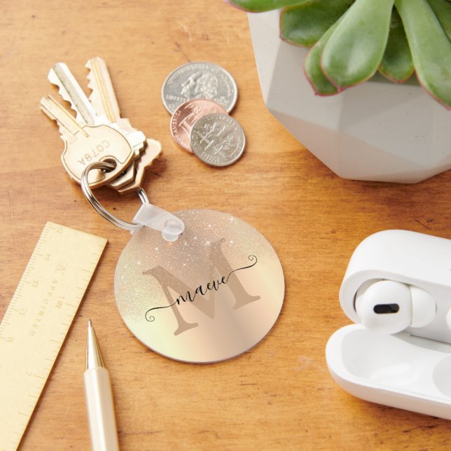 Llavero Elegante Glittering Ombre Purpurina Lluvia Moderna (Escritorio )