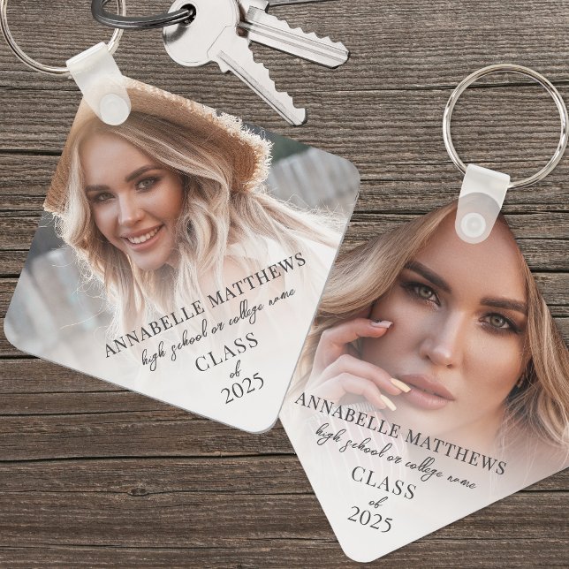 Llavero Elegante Graduación de Foto (Elegant Photo Graduation keychain)