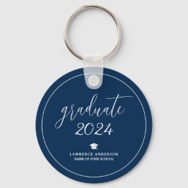 Llavero Elegante graduado azul de la Marina 2024