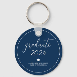 Llavero Elegante graduado azul de la Marina 2024