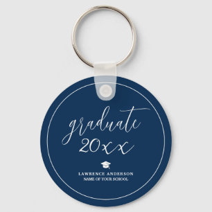 Llavero Elegante Graduado de Azul Marino 2026 Graduación
