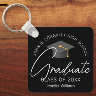 Llavero Elegante graduado negro graduación personalizada