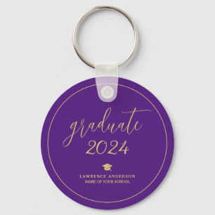 Llavero Elegante Graduado Real Morado 2024