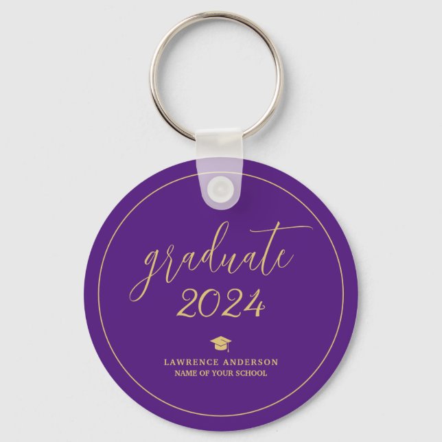 Llavero Elegante Graduado Real Morado 2024 (Anverso)