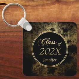 Llavero Elegante Grunge de Oro sobre Graduación Negra