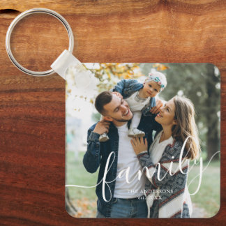 Llavero Elegante guión de foto Personalizado "familiar"