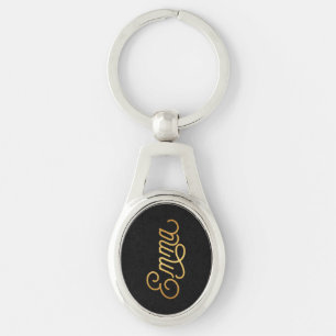 Llavero Elegante guión personalizado Emma Gold Black