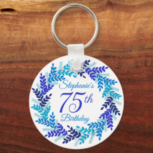 Llavero Elegante guirnalda azul 75 cumpleaños