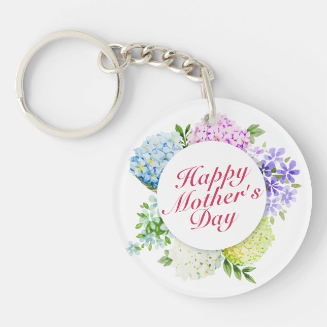 Llavero Elegante Happy Mother's Day Floral Frame Keychain (Frente)