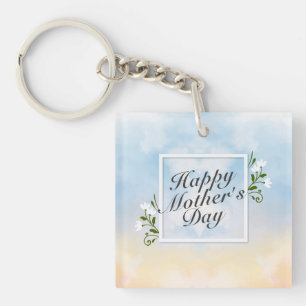 Llavero Elegante Happy Mother's Day Floral Frame Keychain