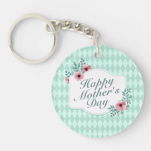 Llavero Elegante Happy Mother's Day Floral Frame Keychain