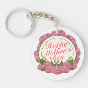 Llavero Elegante Happy Mother's Day Floral Frame Keychain