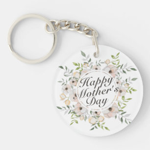 Llavero Elegante Happy Mother's Day Floral Frame Keychain