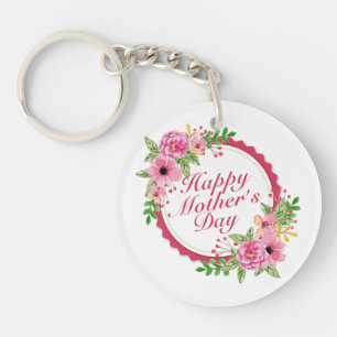 Llavero Elegante Happy Mother's Day Floral Frame Keychain