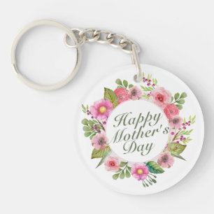 Llavero Elegante Happy Mother's Day Floral Frame Keychain