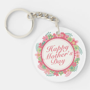 Llavero Elegante Happy Mother's Day Floral Frame Keychain