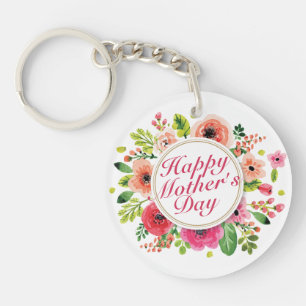 Llavero Elegante Happy Mother's Day Floral Frame Keychain