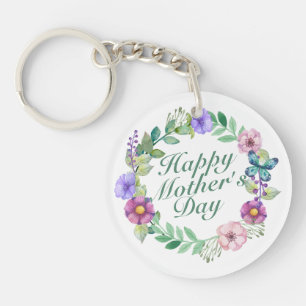Llavero Elegante Happy Mother's Day Floral Wreath Keychain