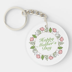 Llavero Elegante Happy Mother's Day Floral Wreath Keychain