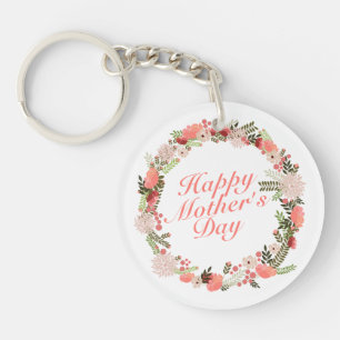 Llavero Elegante Happy Mother's Day Floral Wreath Keychain