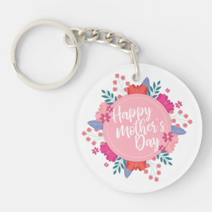 Llavero Elegante Happy Mother's Day Floral Wreath Keychain