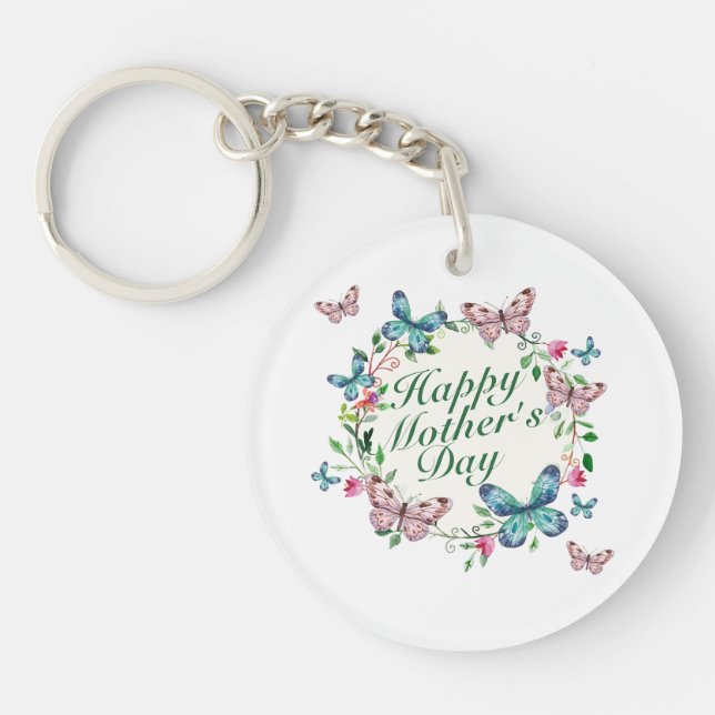 Llavero Elegante Happy Mother's Day Floral Wreath Keychain (Frente)
