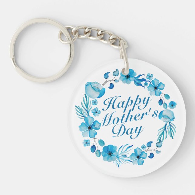 Llavero Elegante Happy Mother's Day Floral Wreath Keychain (Frente)