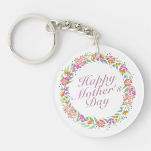 Llavero Elegante Happy Mother's Day Floral Wreath Keychain