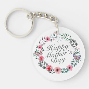 Llavero Elegante Happy Mother's Day Floral Wreath Keychain