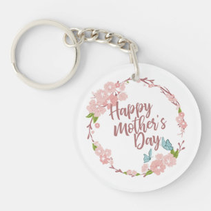 Llavero Elegante Happy Mother's Day Floral Wreath Keychain