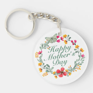 Llavero Elegante Happy Mother's Day Floral Wreath Keychain
