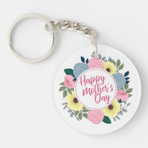 Llavero Elegante Happy Mother's Day Floral Wreath Keychain