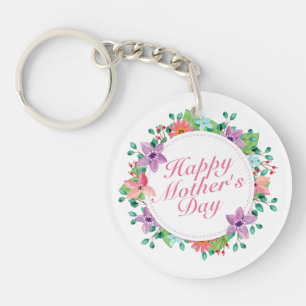 Llavero Elegante Happy Mother's Day Floral Wreath Keychain
