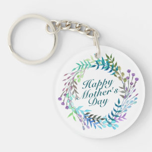 Llavero Elegante Happy Mother's Day Floral Wreath Keychain