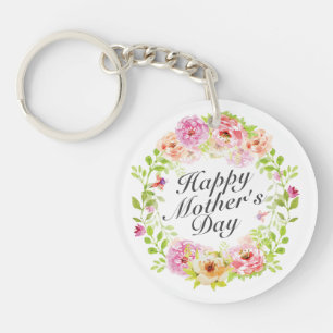 Llavero Elegante Happy Mother's Day Floral Wreath Keychain