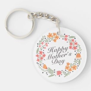 Llavero Elegante Happy Mother's Day Floral Wreath Keychain