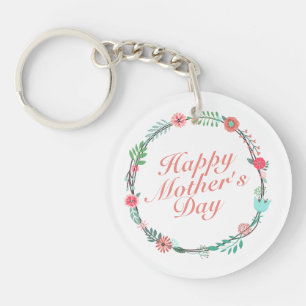 Llavero Elegante Happy Mother's Day Floral Wreath Keychain
