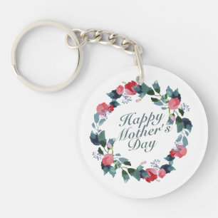 Llavero Elegante Happy Mother's Day Floral Wreath Keychain