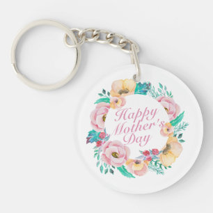 Llavero Elegante Happy Mother's Day Floral Wreath Keychain