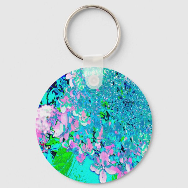 Llavero Elegante Hydrangea de luz rosa y azul (Anverso)