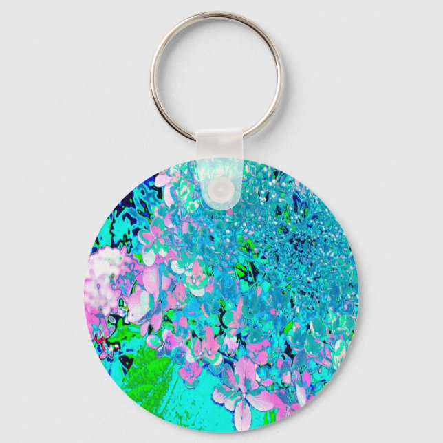 Llavero Elegante Hydrangea de luz rosa y azul (Anverso)